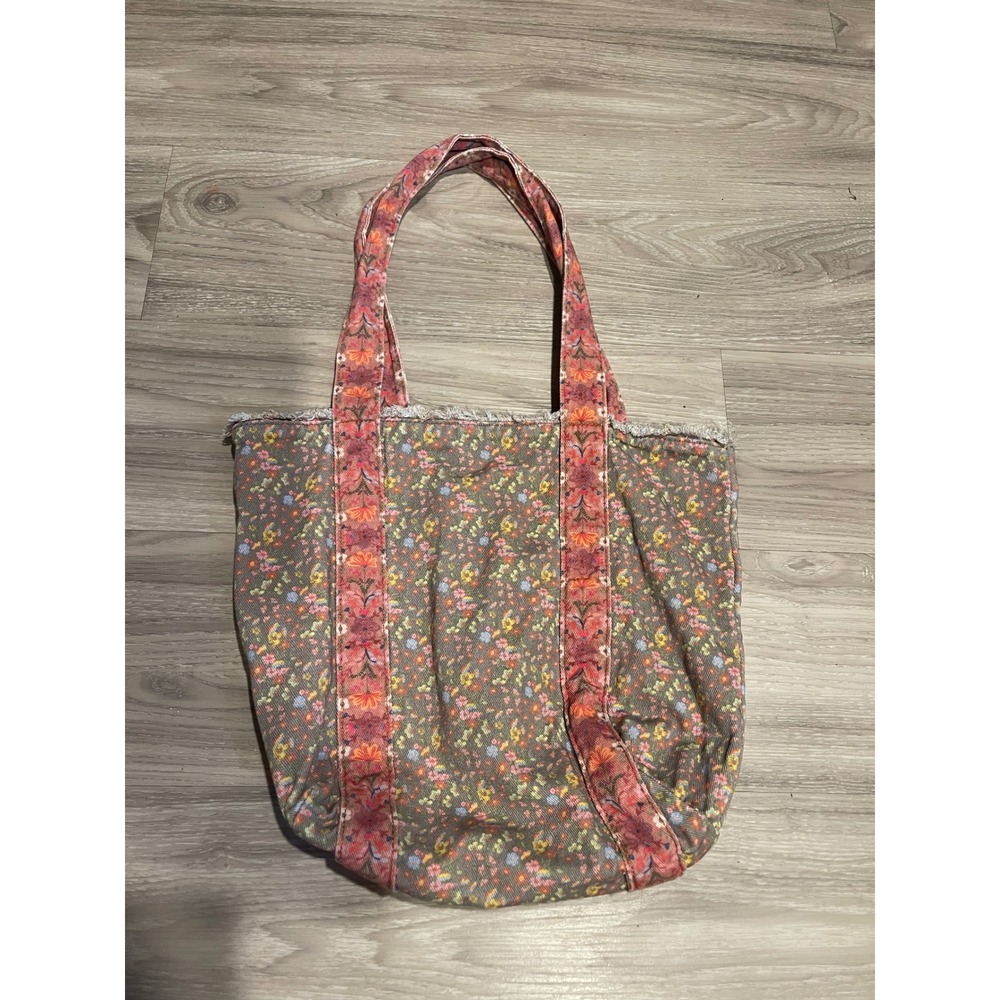 Natural Life Floral Fringe Tote Boho Chic Hippie Bag Fairycore Whimsey
